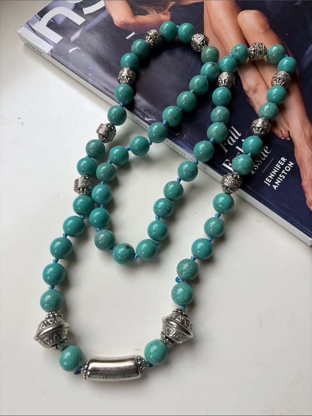 Silver and turquoise handmade Necklace - Picture 6 of 9